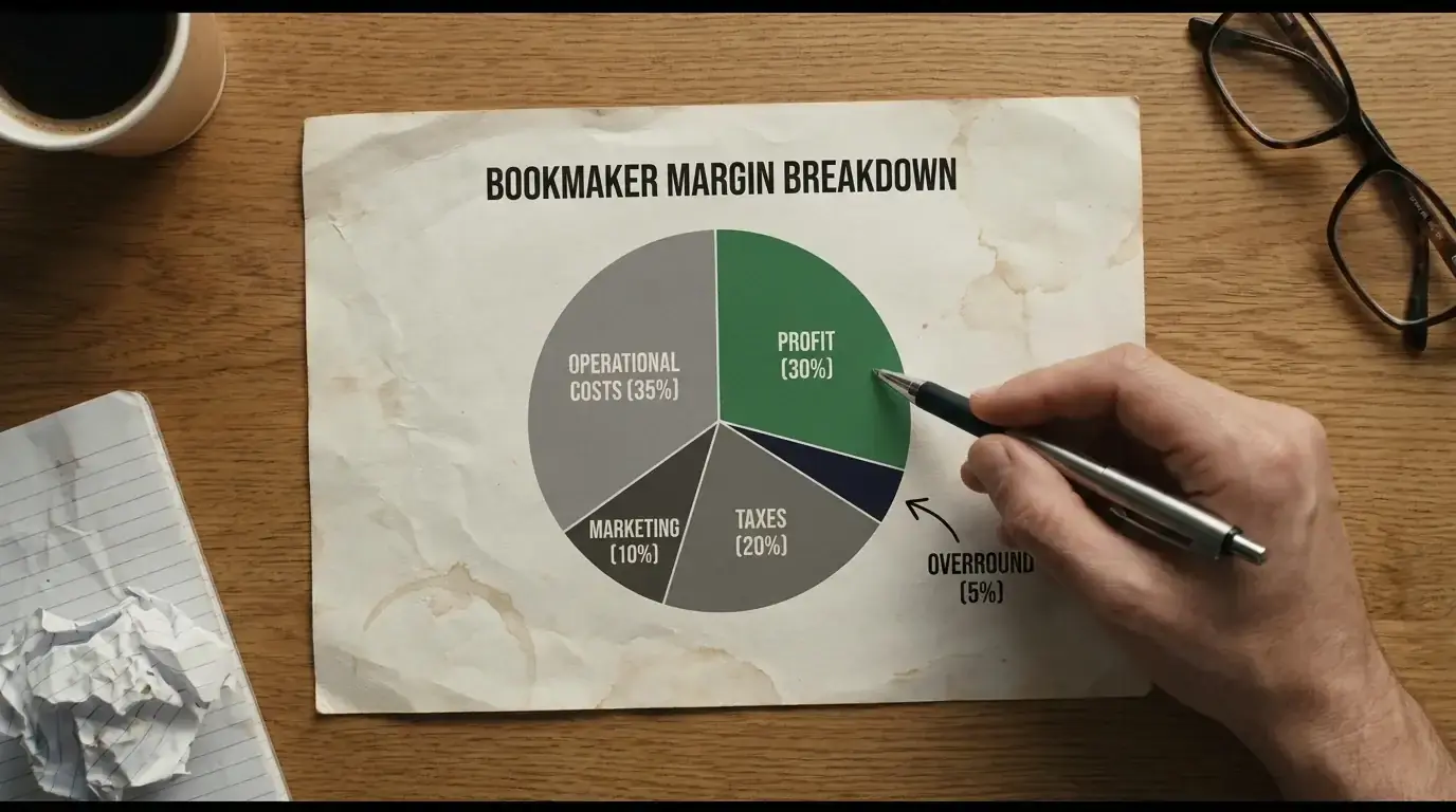 Diagram illustrating how bookmaker overround creates margin on hockey odds