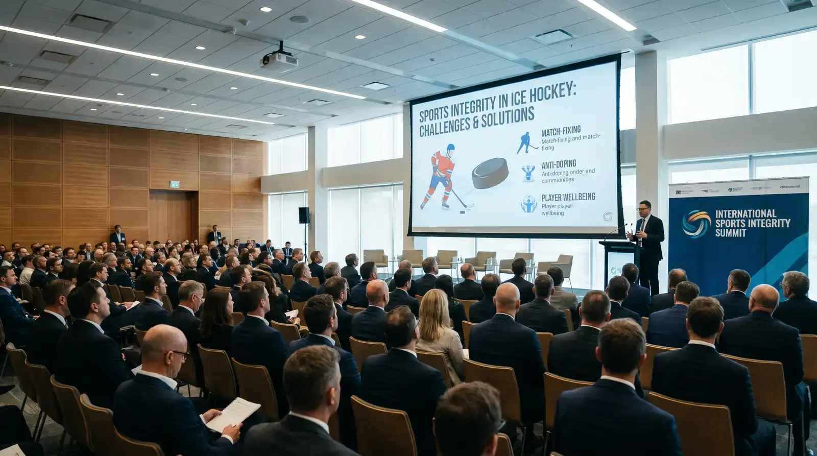 IIHF integrity education workshop session with ice hockey officials and players