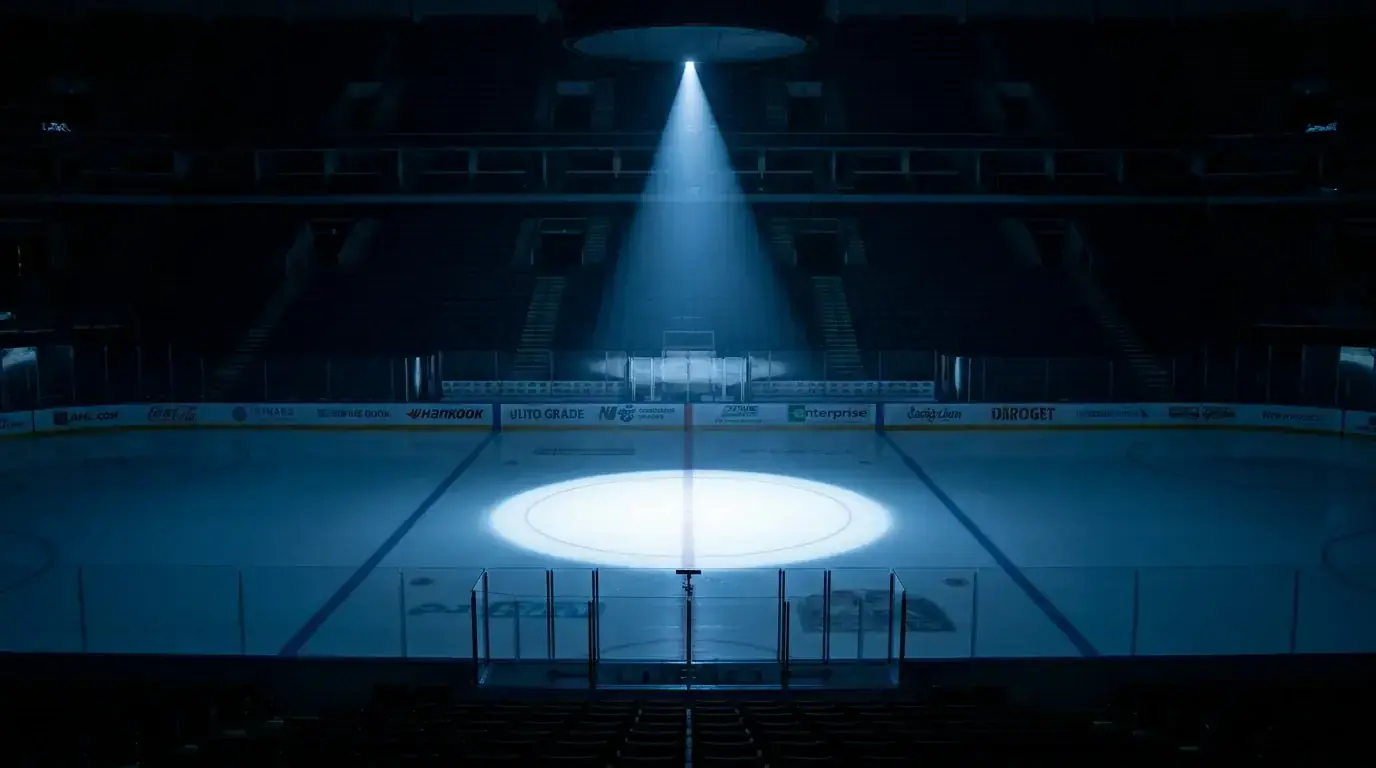 Empty ice hockey rink symbolising match-fixing consequences and career-ending bans