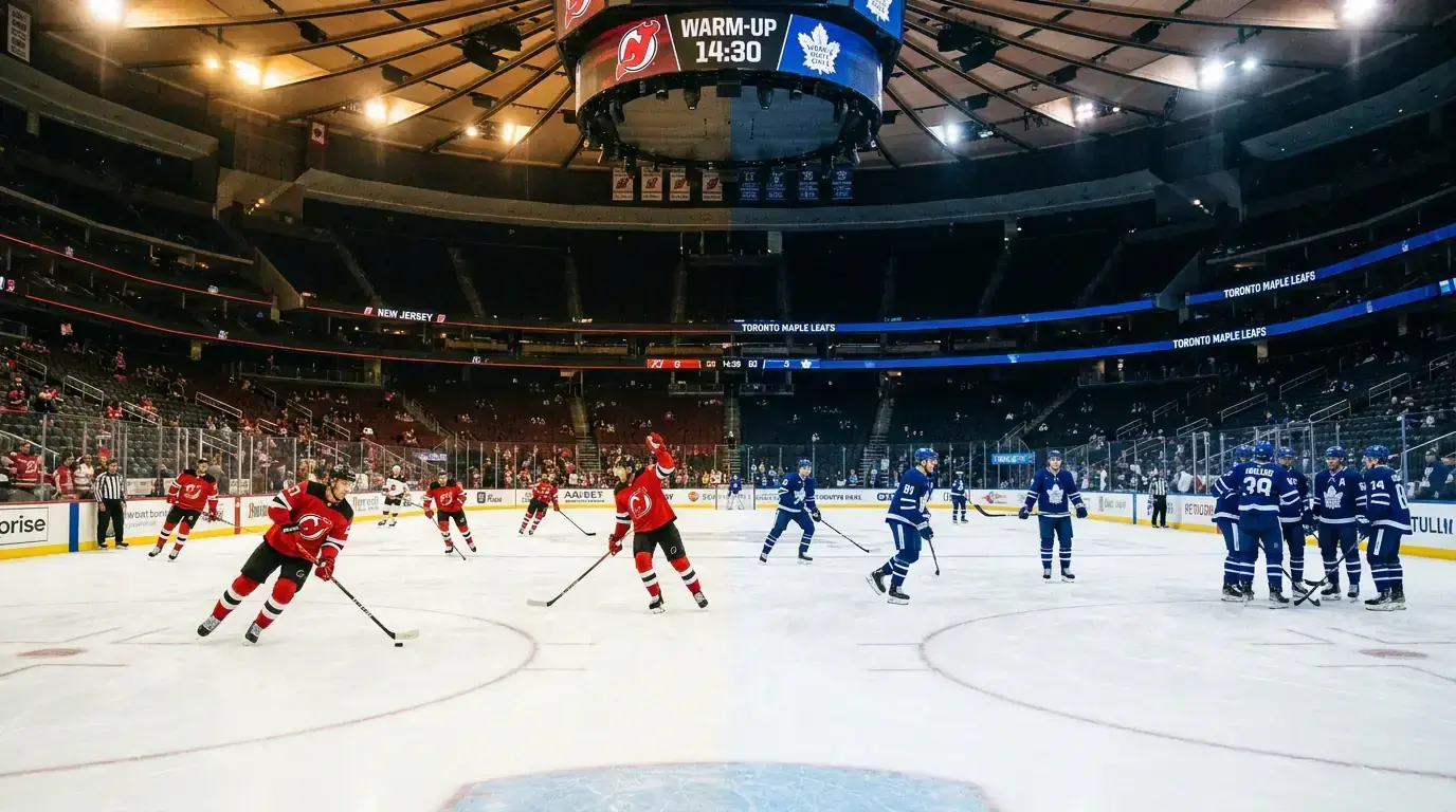 NHL rested home team versus fatigued road team during warm-up skate