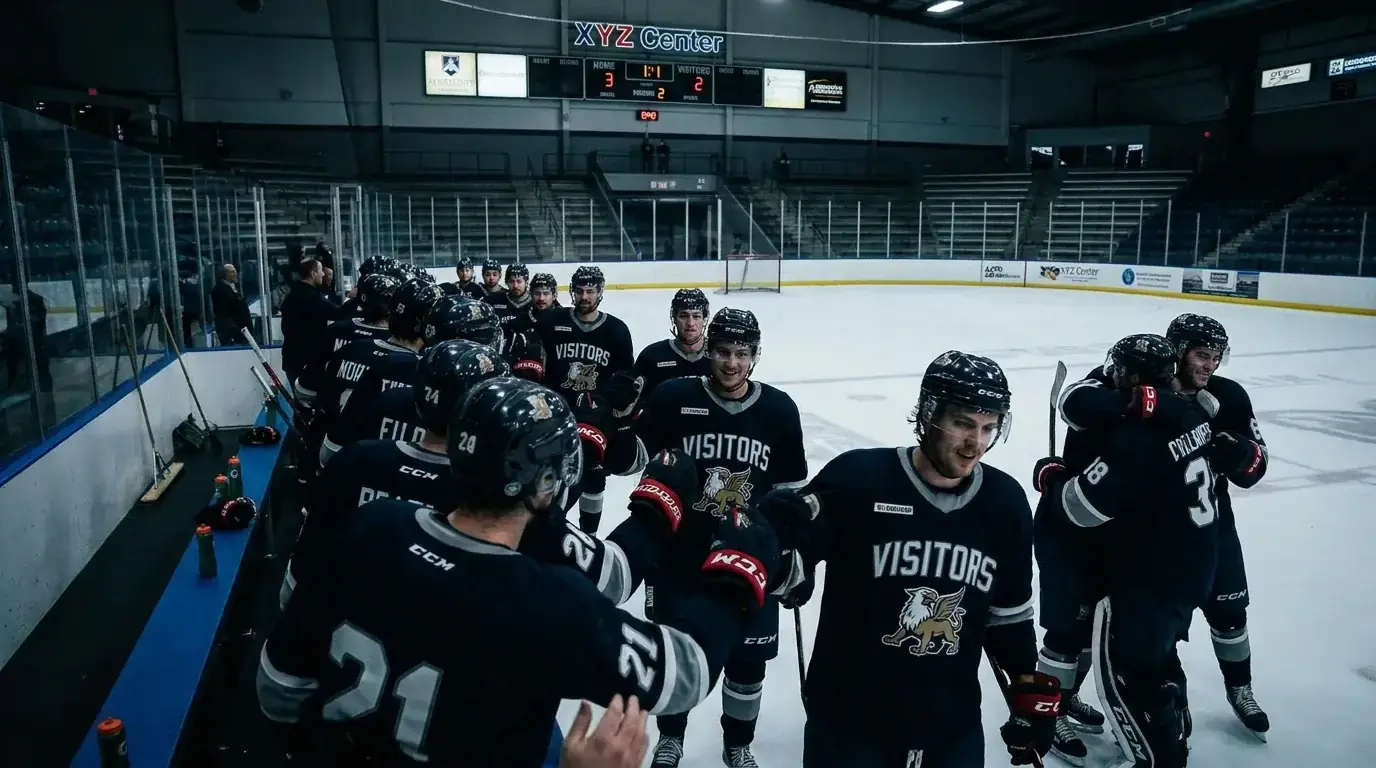 Road underdog team celebrating a close one-goal loss that covers the puck line spread