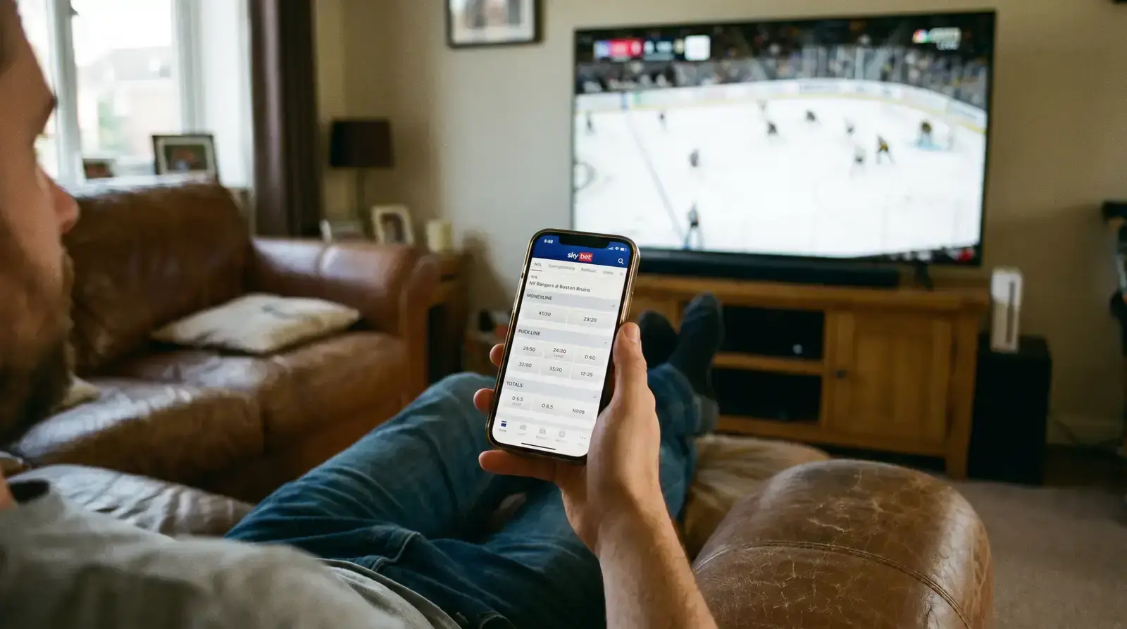 UK bettor accessing deep NHL betting markets on a mobile platform